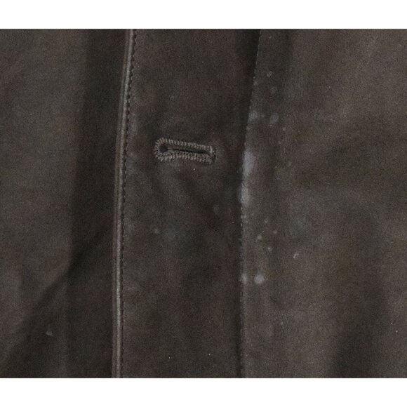 FACONNABLE Brown & Navy Blue Leather & Wool Full Zip Bomber Jacket Men's Size XL - Picture 10 of 12